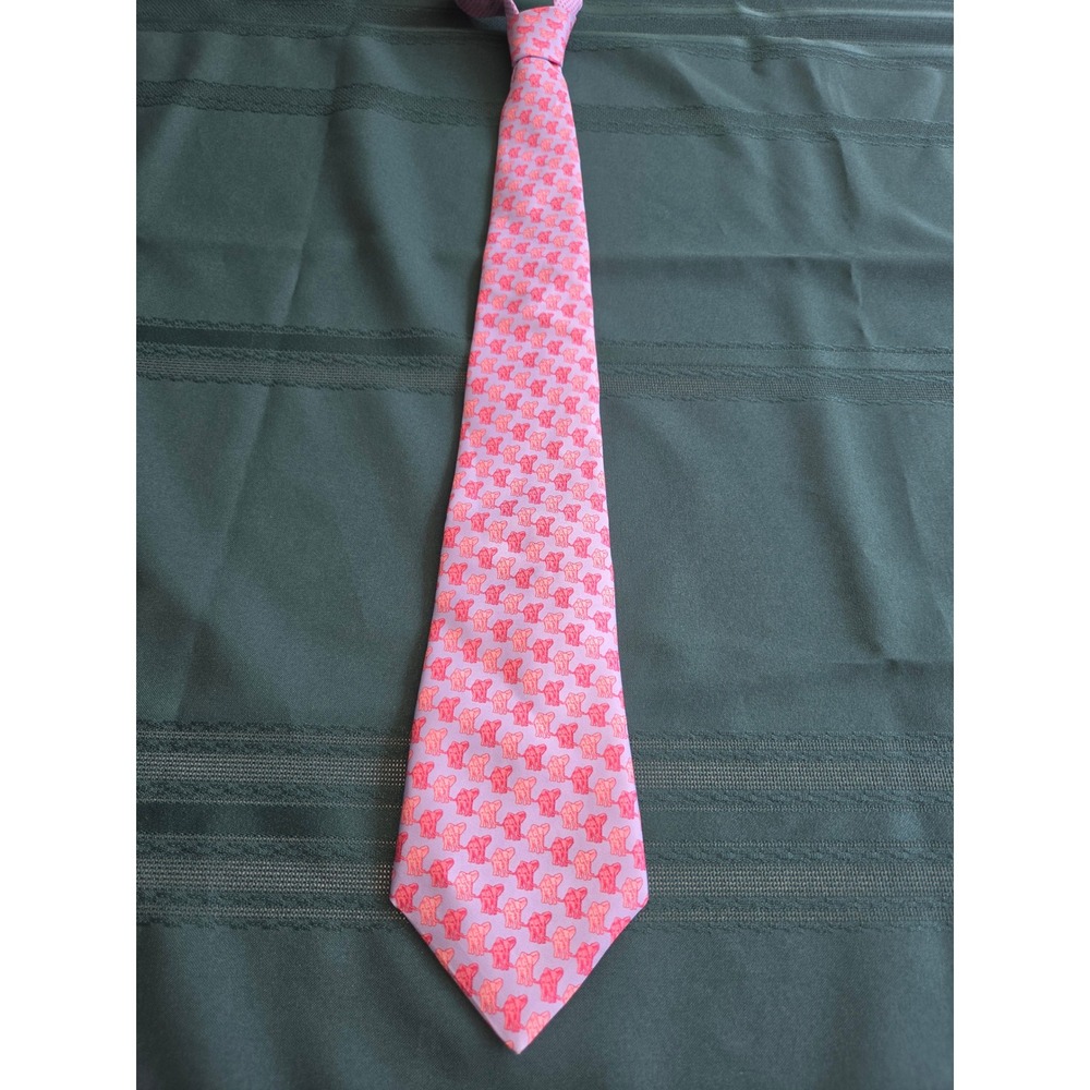 Thomas Pink London Silk Tie Pink Elephant Animal Print Made in Italy Men Necktie